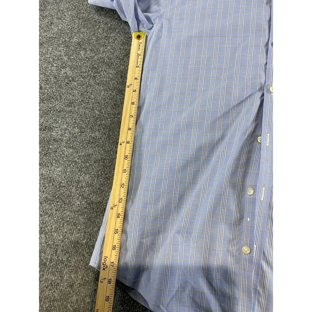 Charles Tyrwhitt Extra Slim Fit Dress Shirt 16/33 Blue Plaid Check Button Front
